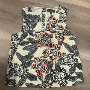 J.Crew Black and Orange Patterned Top